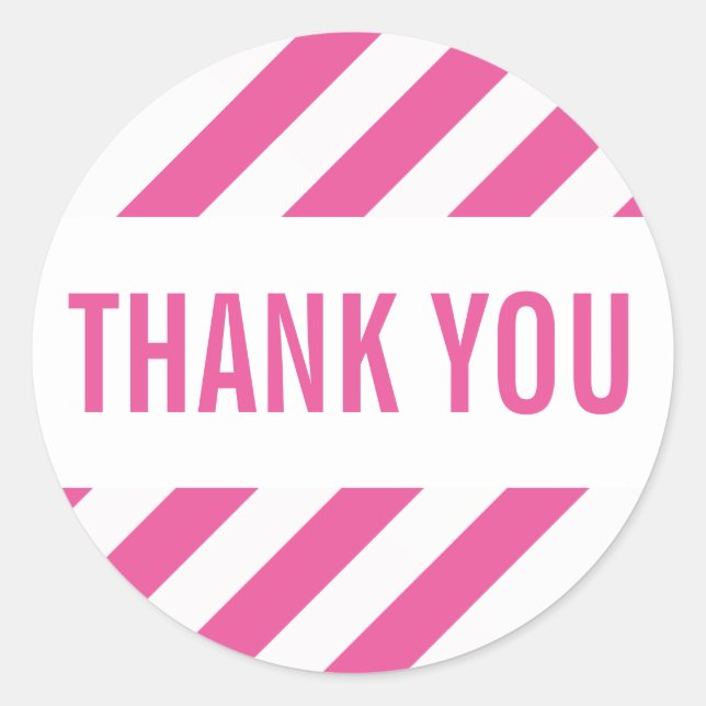 Sticker Rond Merci D'EMBALLAGE SCEAU brillant rayé rose (Devant)
