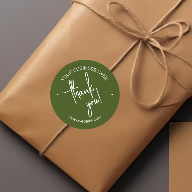 Sticker Rond Merci d'entreprise scénarisé vert foncé (Créateur téléchargé)