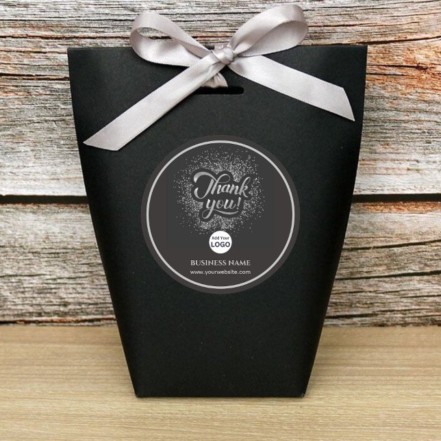 Sticker Rond Merci d'entreprise Silver | Ajouter un LOGO (Créateur téléchargé)