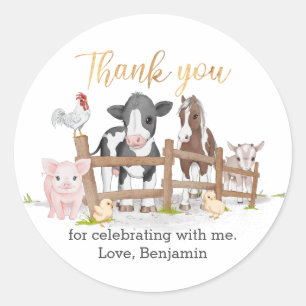 Sticker Rond Merci des animaux de ferme