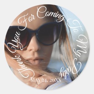 Sticker Rond Merci d'être venu à ma photo de fête de mariage