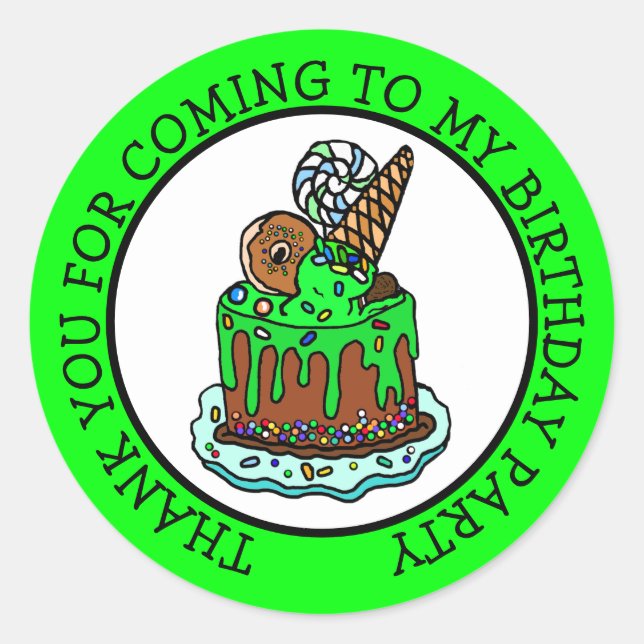 Sticker Rond Merci d'être venu à mon anniversaire (Devant)