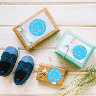 Sticker Rond Merci D'Être Venu À Mon Baby shower De Fête Océan