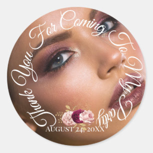 Sticker Rond Merci D'Être Venu À Mon Parti Photo Anniversaire