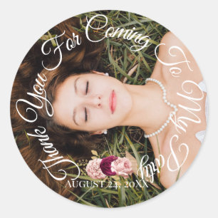 Sticker Rond Merci D'Être Venu À Mon Parti Photo Anniversaire