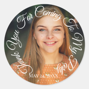 Sticker Rond Merci D'Être Venu À Mon Parti Photo Anniversaire