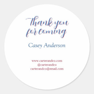 Sticker Rond merci d'être venu anniversaire bleu rose nom websi