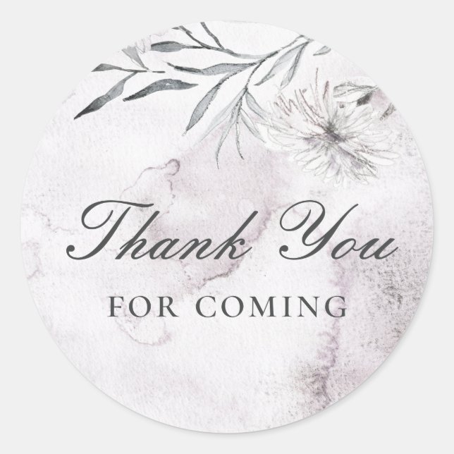 Sticker Rond Merci d'être venue. Baby shower aquarelle poussiér (Devant)