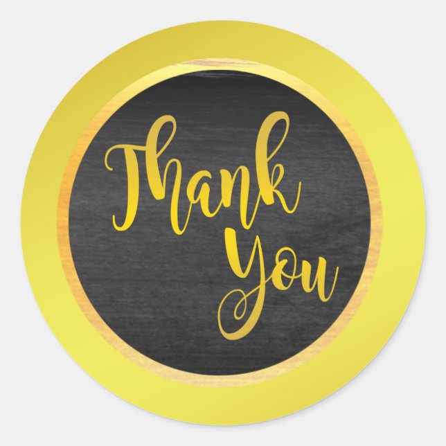 Sticker Rond Merci d'or noir (Devant)