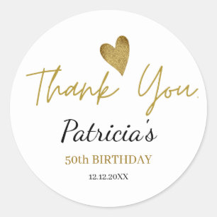 Sticker Rond Merci d'or personnalisé 50e anniversaire