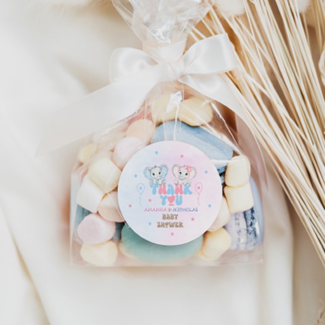 Sticker Rond Merci douche Eléphant Twins (Créateur téléchargé)