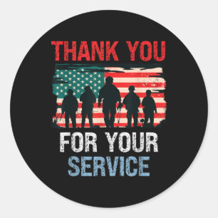 Sticker Rond Merci Drapeau Usa Pour Votre Service - Mémorial