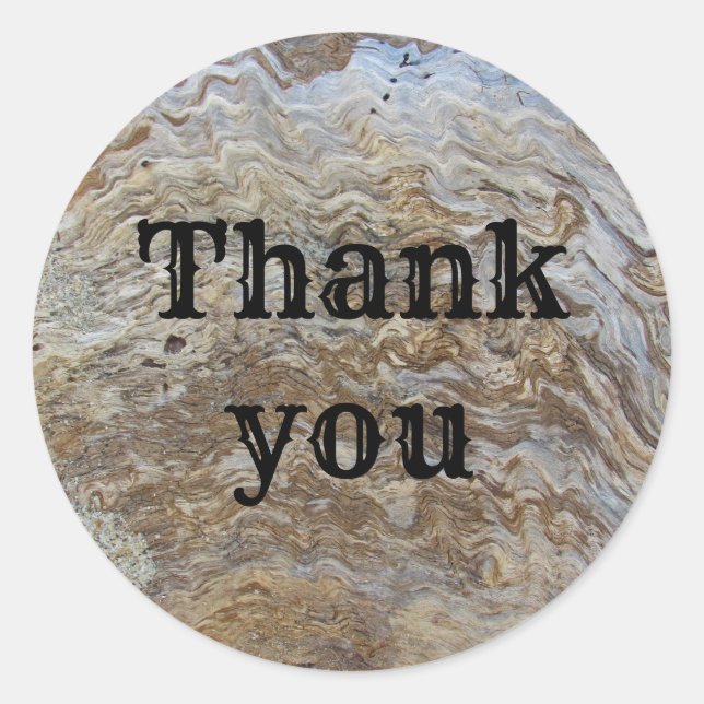 Sticker Rond Merci Driftwood Wave Motif Appréciation (Devant)