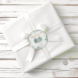 Sticker Rond Merci du Baby shower animal de l'Arctique