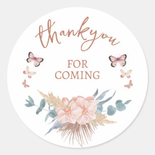 Sticker Rond Merci du Baby shower Boho