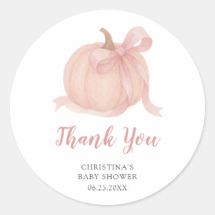 Sticker Rond Merci du Baby shower de l'automne du petit Citroui