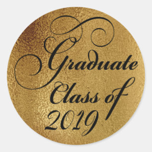Sticker Rond Merci du Graduate Gold Graduate Party 2019