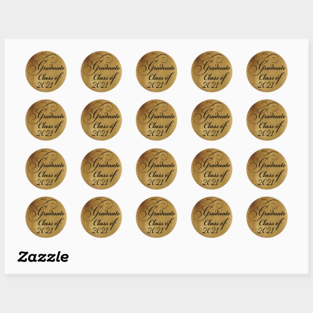 Sticker Rond Merci du Graduate Gold Graduate Party 2021 (Feuille)