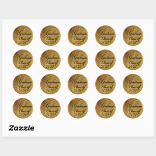Sticker Rond Merci du Graduate Gold Graduate Party 2021