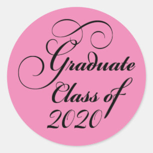 Sticker Rond Merci du Graduate Pink Graduate Party 2020