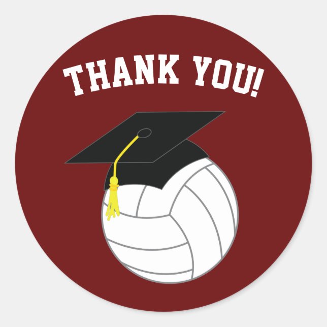 Sticker Rond Merci du marron de volleyball (Devant)