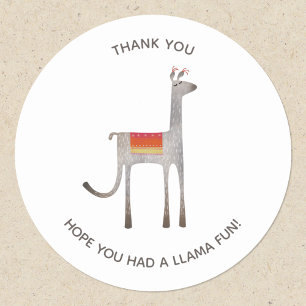 Sticker Rond Merci du parti Cute Llama Alpaca