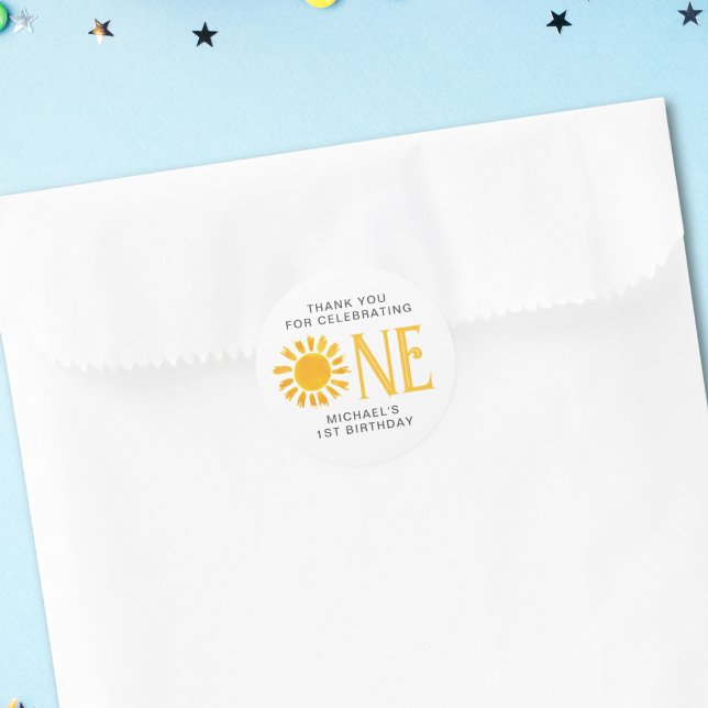 Sticker Rond Merci du premier anniversaire du soleil (Créateur téléchargé)