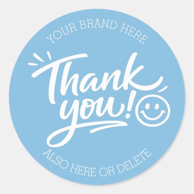 Sticker Rond « Merci ! » écrit à la main avec un smiley moderne (Devant)