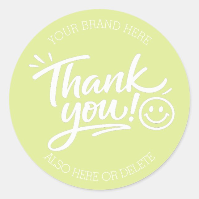 Sticker Rond « Merci ! » écriture manuscrite moderne avec smile (Devant)