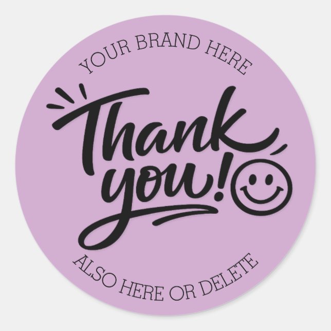 Sticker Rond « Merci ! » écriture manuscrite moderne avec smile (Devant)