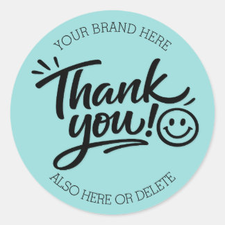Sticker Rond « Merci ! » écriture manuscrite moderne avec smile