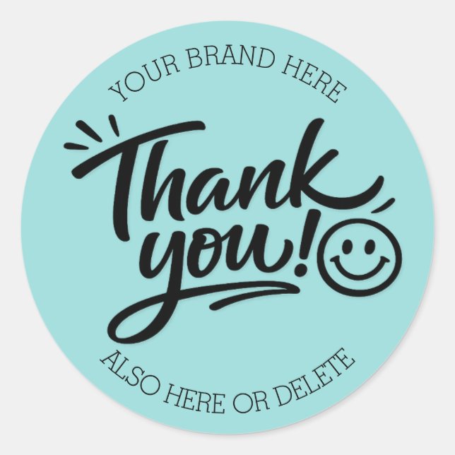 Sticker Rond « Merci ! » écriture manuscrite moderne avec smile (Devant)