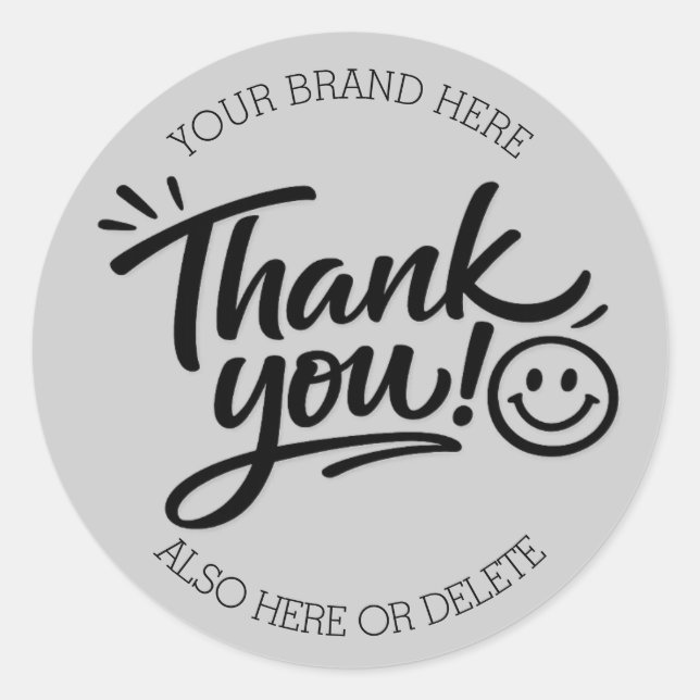Sticker Rond « Merci ! » écriture manuscrite moderne avec smile (Devant)