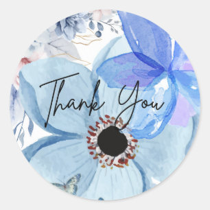 Sticker Rond Merci élégant pour la douche de la mariée aux fleu