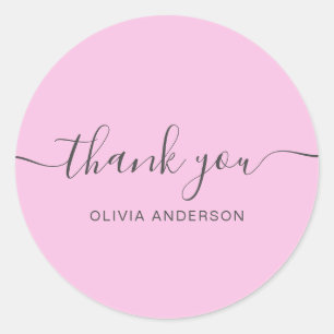 Sticker Rond Merci Élégante typographie chic blush Purple