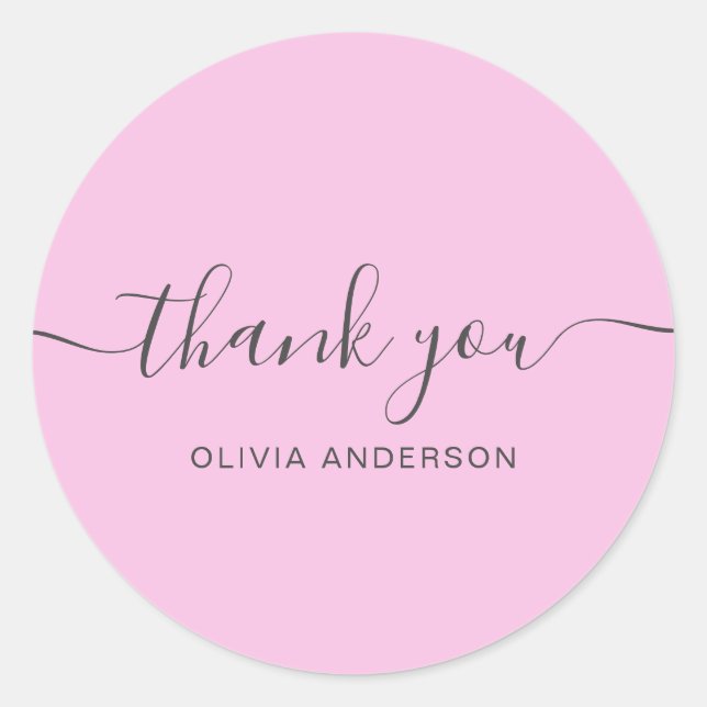 Sticker Rond Merci Élégante typographie chic blush Purple (Devant)