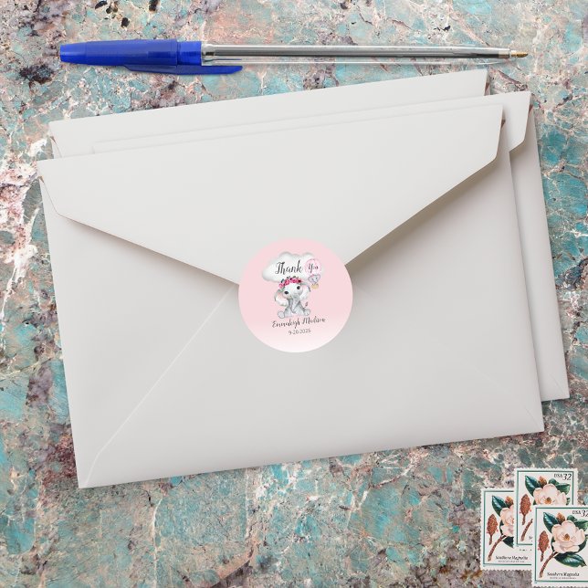 Sticker Rond Merci éléphant à air chaud (Créateur téléchargé)