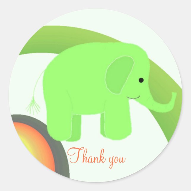 Sticker Rond Merci éléphant bébé (Devant)