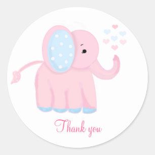 Sticker Rond Merci éléphant bébé