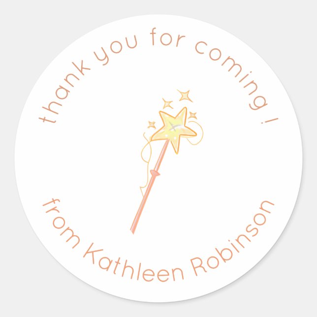 Sticker Rond Merci en baguette magique (Devant)