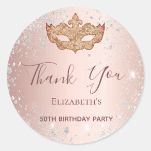 Sticker Rond Merci en or rose masqué
