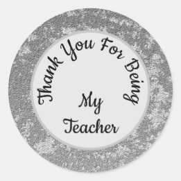 Sticker Rond Merci Enseignant Genre Neutre Gris Classe Marbre