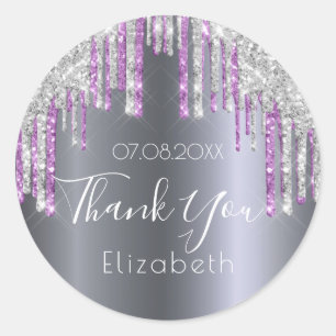 Sticker Rond Merci enterrement de vie de jeune fille argent vio