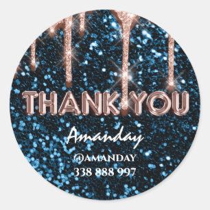 Sticker Rond merci entreprise Nom Instagra Navy Rose Drip