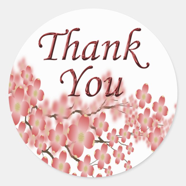 Sticker Rond Merci Enveloppe Sceau Dogwood Design (Devant)