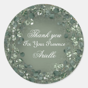 Sticker Rond Merci Eucalyptus Anniversaire Menthe Verdure Bois