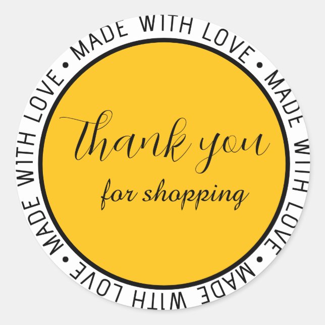 Sticker Rond "Merci | Fabriqué Avec Amour" Classique Simple Per (Devant)
