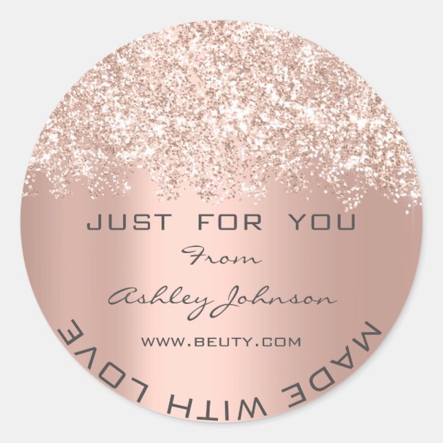 Sticker Rond Merci Fabriqué Avec Amour Parties scintillant Conf (Devant)