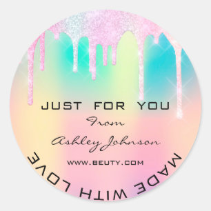 Sticker Rond Merci Fabriqué Avec Amour Unicorn Holographe Arc-e