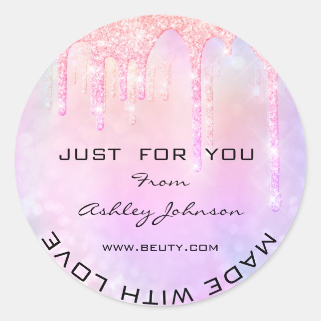 Sticker Rond Merci Fabriqué Avec Love Étincelle Parties scintil (Devant)